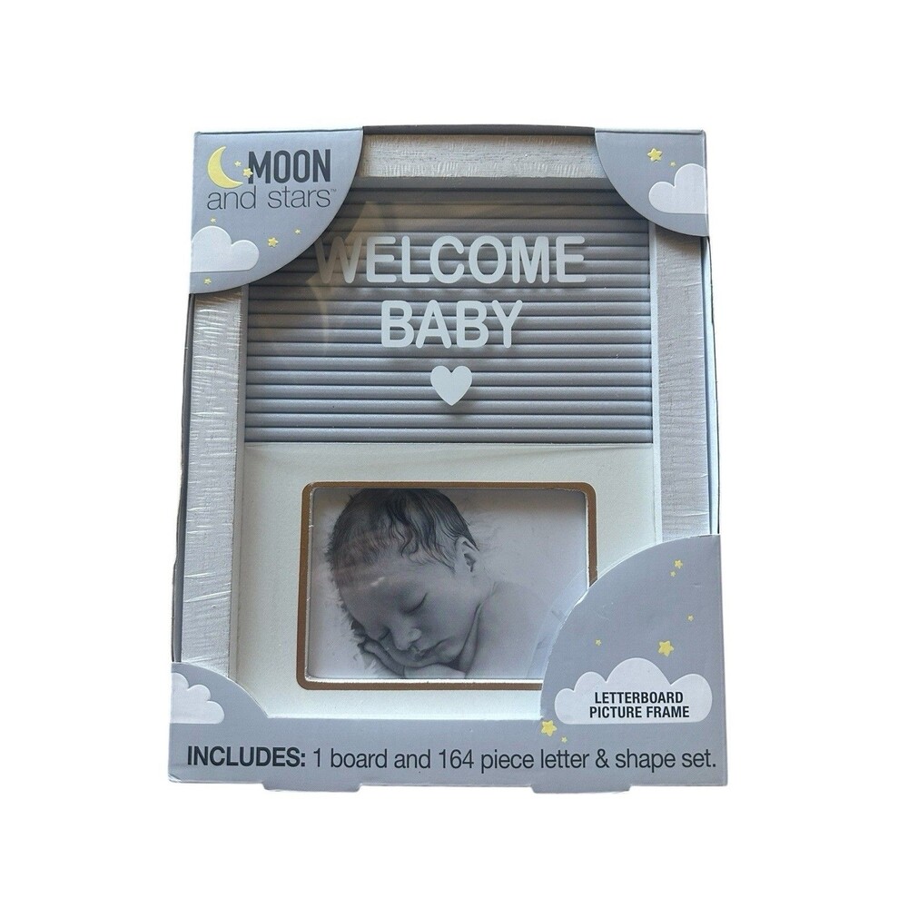 Moon and Stars Welcome Baby Lettterboard Picture Frame Letter Board NEW